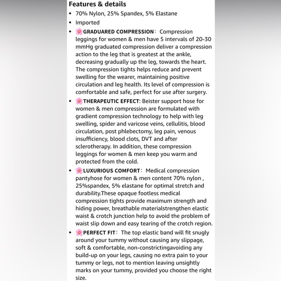 NWT Beister Compression Pantyhose, Support Tights - Picture 7 of 10